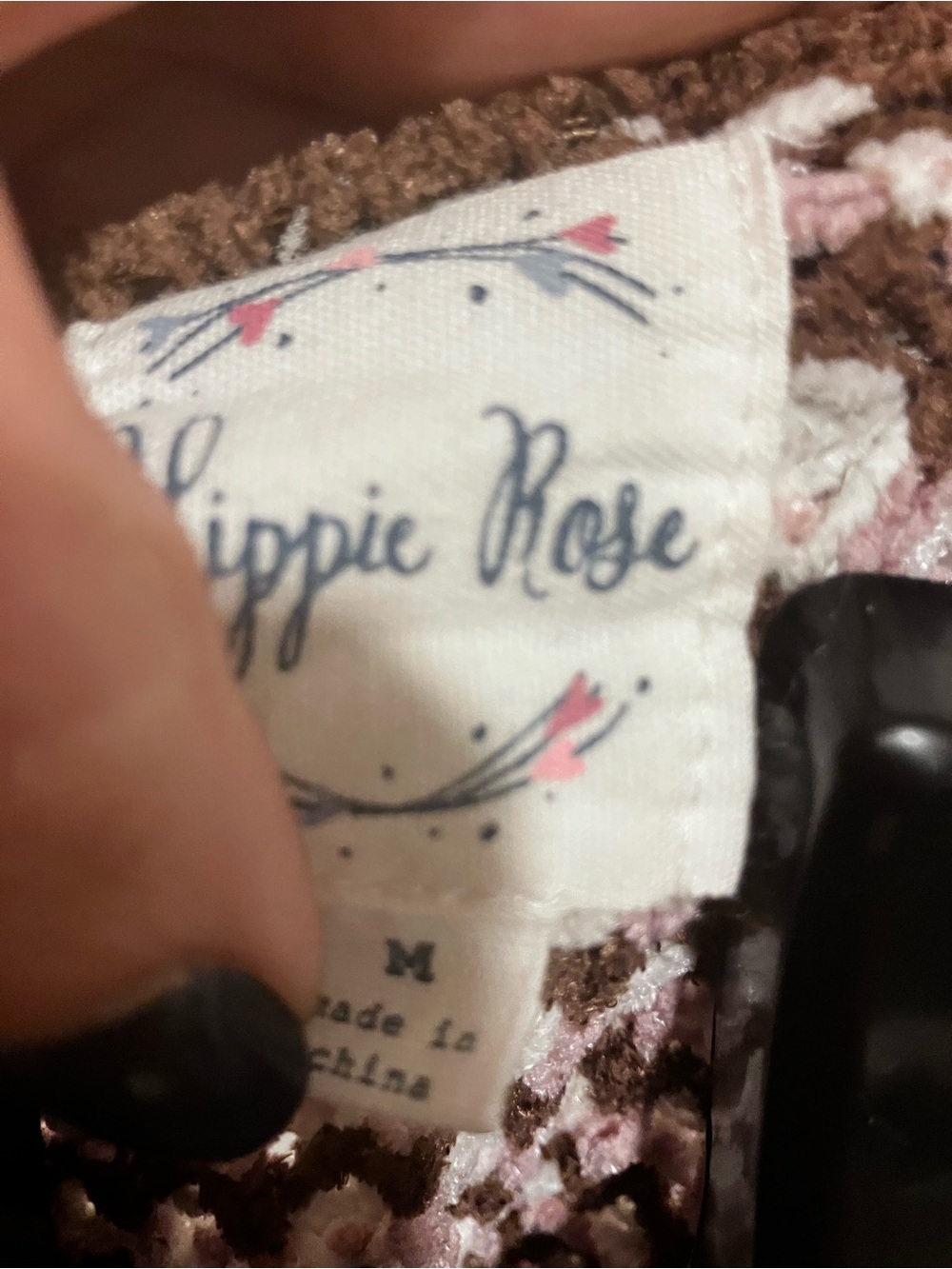 Hippie Rose Cropped Sweater Medium M Brown Cream Striped V Neck Chunky Knit Boho - Picture 6 of 7